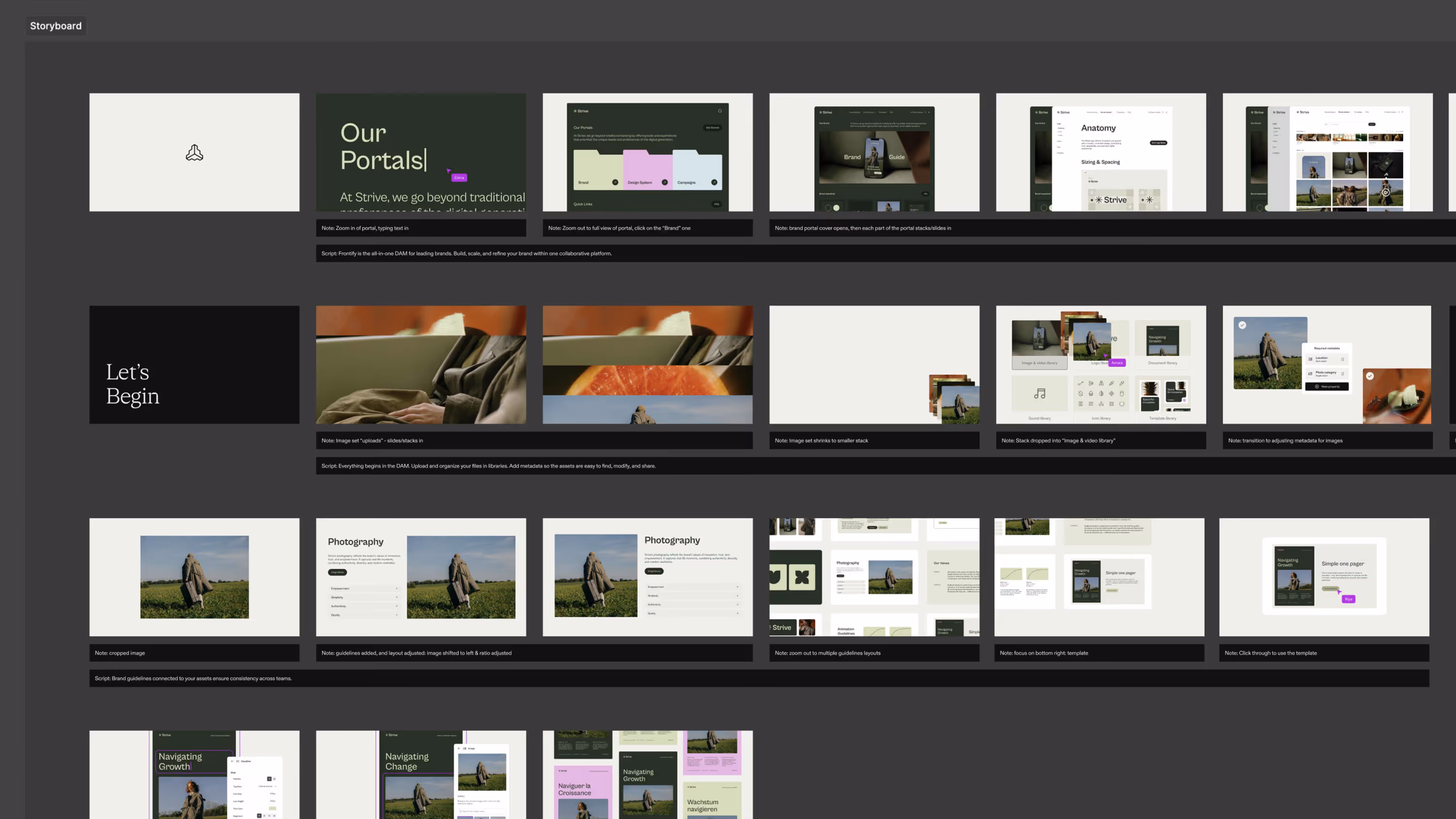 The Frontify Motion Toolkit is a modular animation framework built by Buff Motion, a Brighton-based motion design studio and Certified B Corp, to provide Frontify with a scalable system for consistent, brand-led video production. The toolkit was developed in Adobe After Effects and comprises a comprehensive library of 2D and 3D idents, product demonstration flows, and typographic animation systems. These assets encode specific motion behaviours, including rhythm, easing, and timing, that function as a unified digital signature across all brand touchpoints. Internal marketing and product teams can use the toolkit to produce professional content independently, without requiring external agency support for routine requests. Buff Motion's approach transforms static brand guidelines into a reusable asset infrastructure, giving Frontify a repeatable production methodology that maintains visual consistency at scale. The result is a future-proof motion design system that balances creative quality with operational efficiency across all levels of content output.