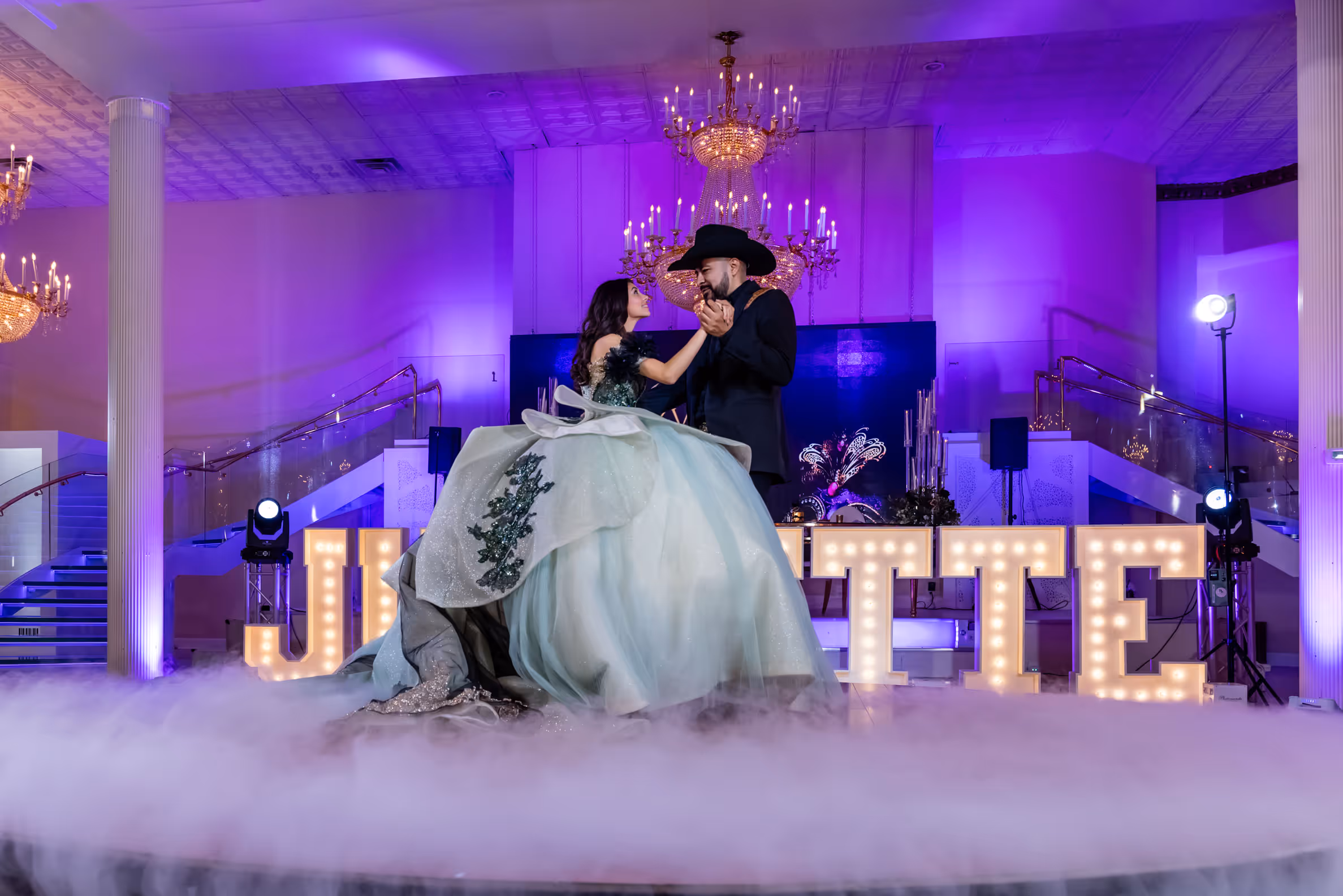 Enchanted Cypress Ballroom wedding reception space near Houston with luxury ballroom setting.