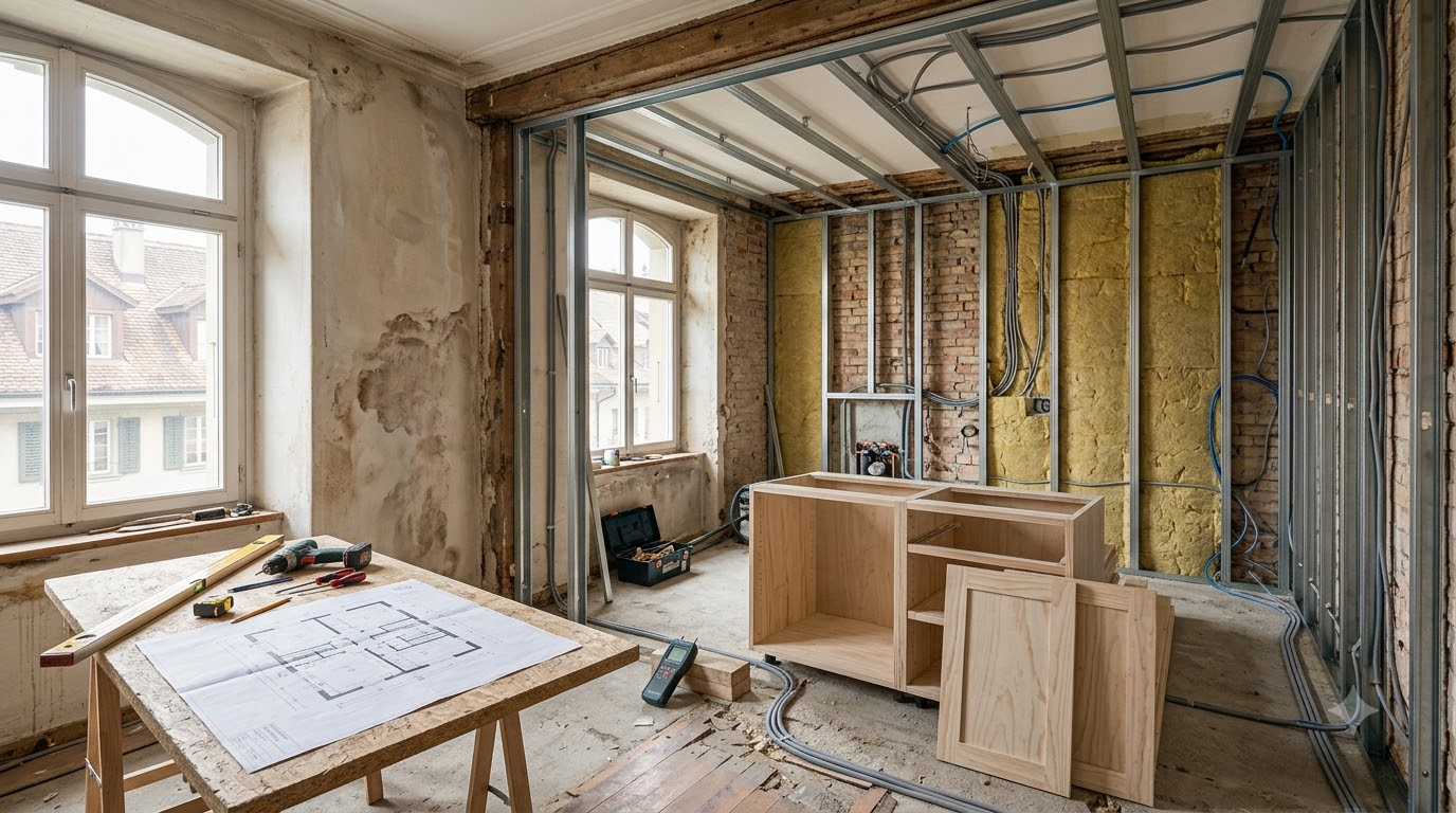 Illustration zum Thema: Welche Innenausbau-Arbeiten beim Umbau wirklich sinnvoll sind