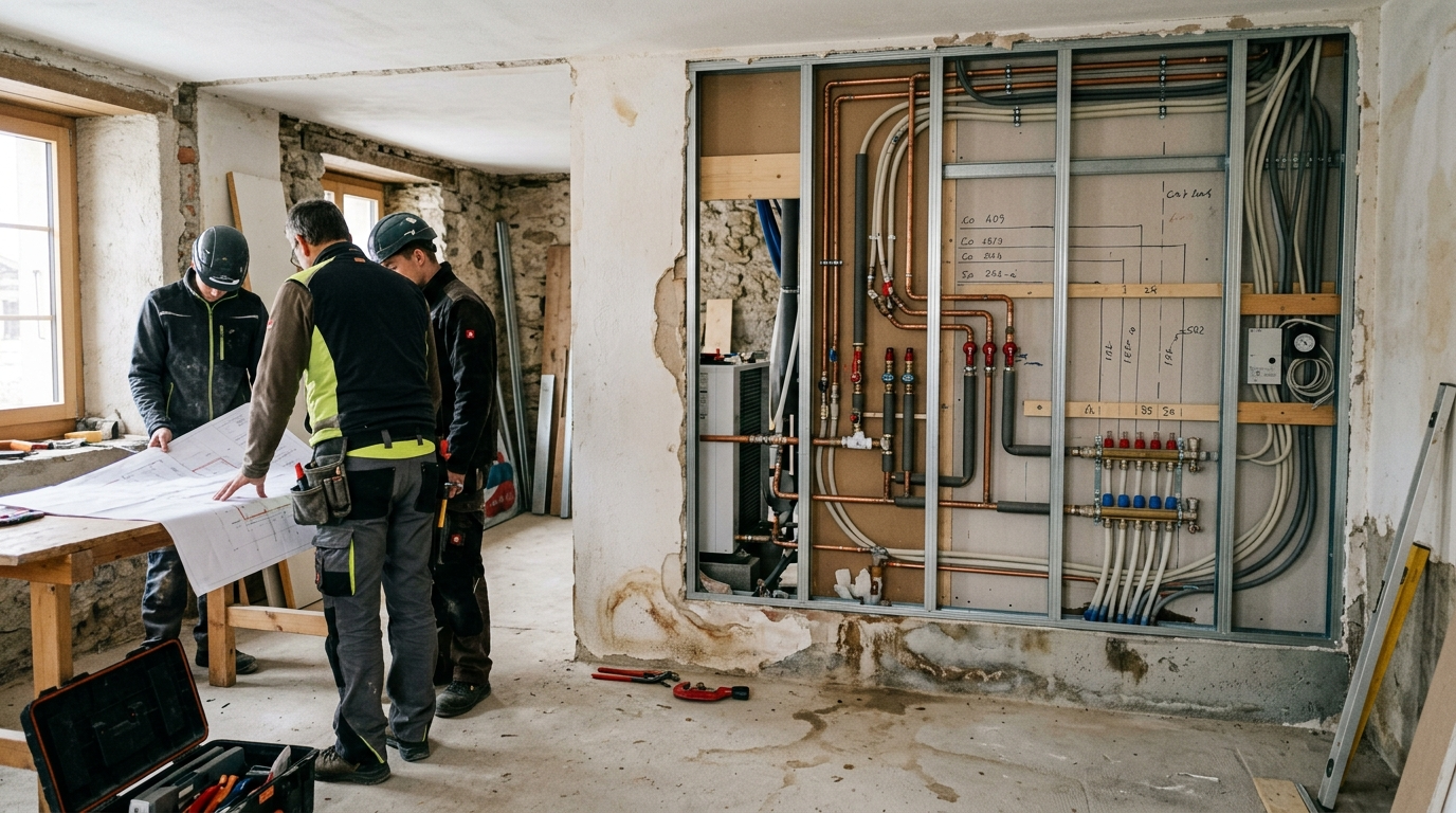 Illustration zum Thema: Sanitär und Heizung renovieren: Was zuerst geplant werden muss