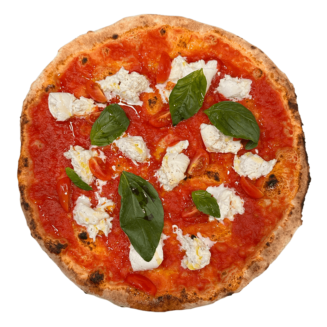 BUFFALA Pizza artesanal con mozzarella di buffala, tomate cherry y albahaca en La Spiga El Masnou