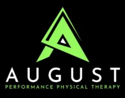 August Performance Physical Therapy logo with stylized green letter A on black background.