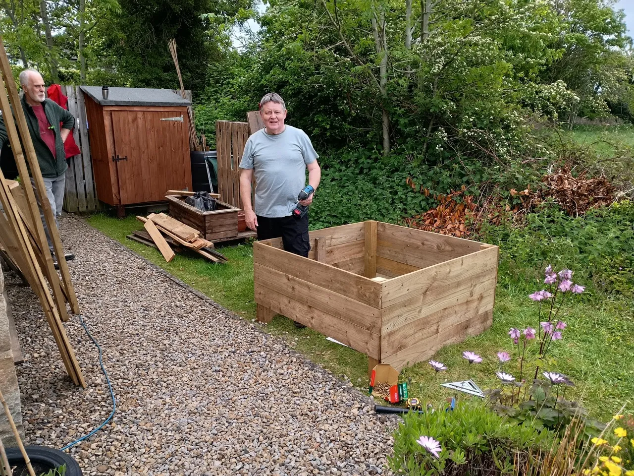 Working on a planter