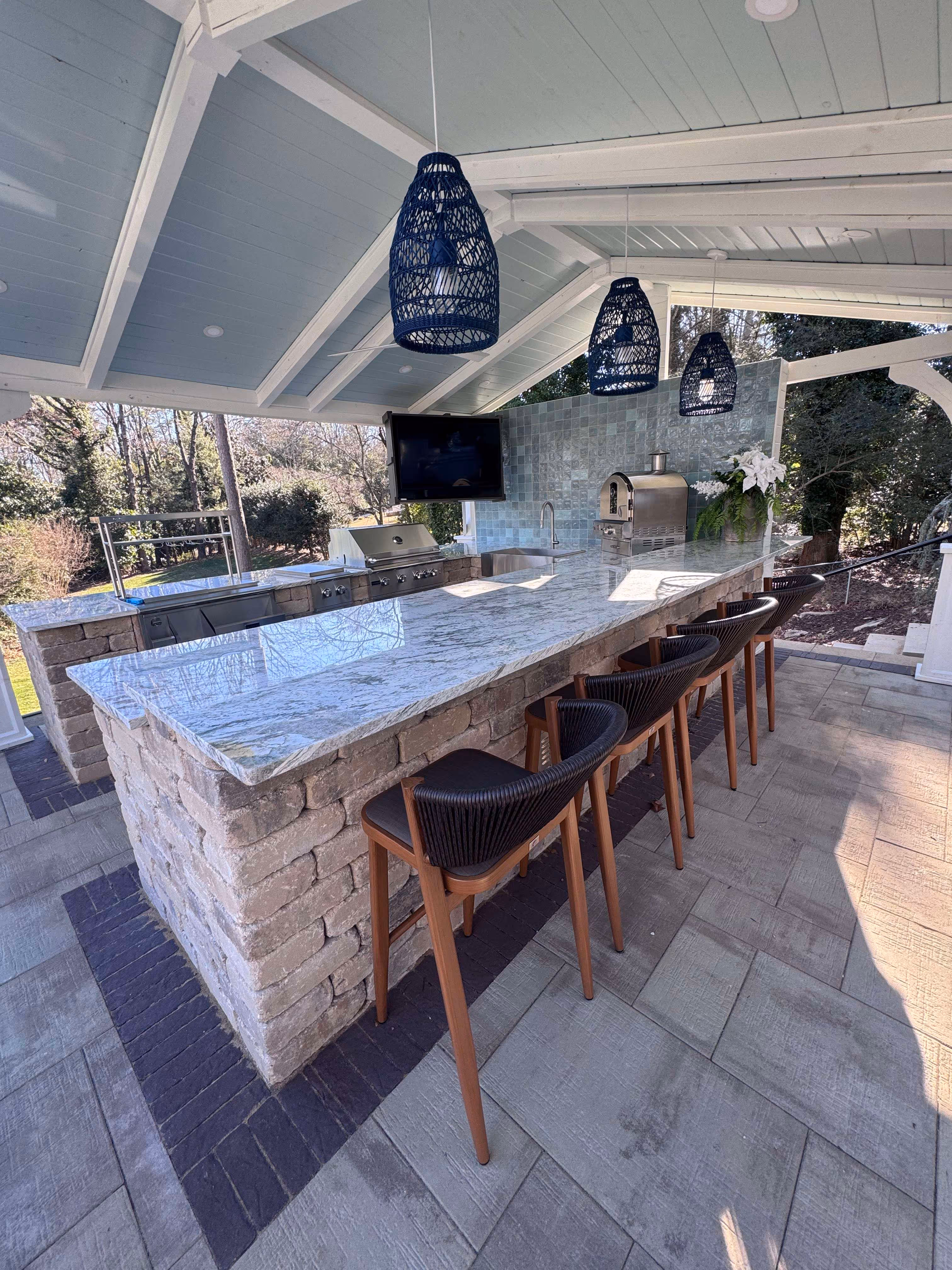 bar countertop area of covered outdoor kitchen