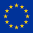 Flag of the European Union with a circle of twelve gold stars on a blue background.