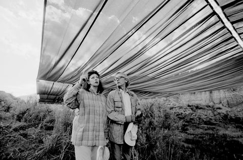 Christo and Jean-Claude during one of their large-scale environmental installations.