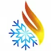 Icon combining a blue snowflake and an orange flame representing heating and cooling.