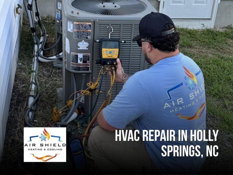 HVAC repair in Holly Springs, NC by Air Shield Heating & Cooling. Fast, reliable heating and cooling repairs to restore comfort to your home or business quickly.