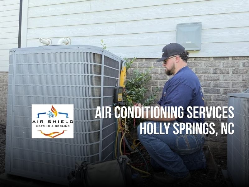 Reliable air conditioning services in Holly Springs, NC including AC repair, installation, and maintenance. Trust Air Shield Heating & Cooling. 
