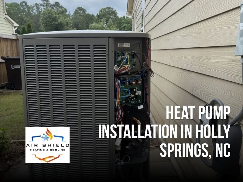 Heat pump installation in Holly Springs, NC by Air Shield Heating & Cooling. Energy-efficient heating and cooling solutions with professional installation you can trust.