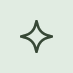 Dark green sparkle icon centered on a light green background.