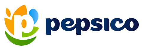 PepsiCo logo in blue text with colorful abstract leaf design.