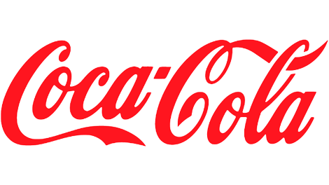 Coca-Cola logo in red cursive script on a black background.