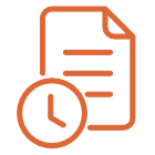 Ícono de documento con reloj que representa la sección de Consultas.
