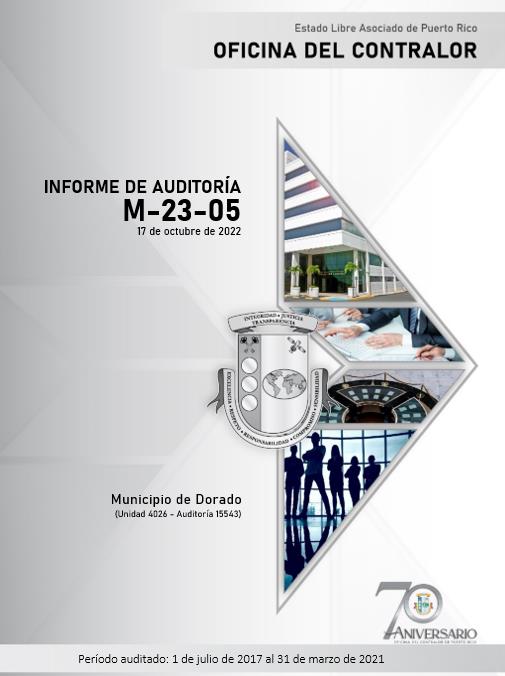 Portada del 	Informe de Auditoría M-23-05 del Municipio de Dorado