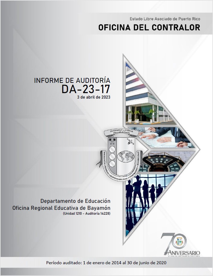 Portada del Informe de Auditoría DA-23-17