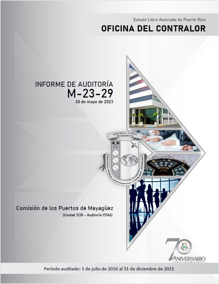 Portada del Informe de Auditoría M-23-29 de la Comisión de los Puertos de Mayagüez