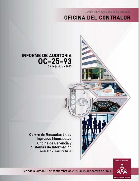 Portada del Informe de Auditoría OC-25-93 del Centro de Recaudación de Ingresos Municipales, Oficina de Gerencia y Sistemas de Información