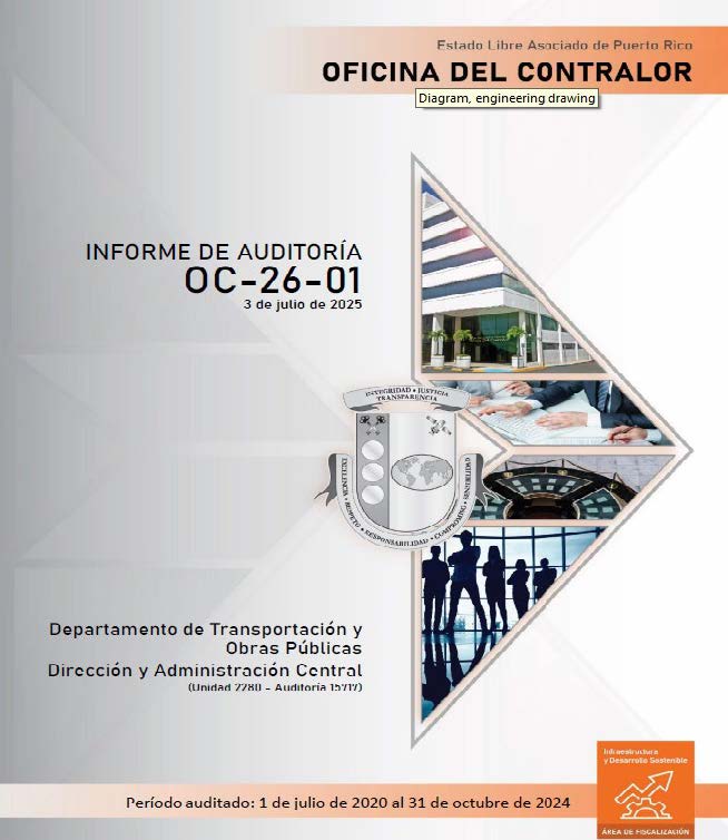 Portada del Informe de Auditoría OC-26-01 del Departamento de Transportación y Obras Públicas – Dirección y Administración Central
