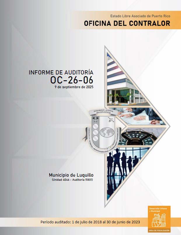 Portada del Informe de Auditoría OC-26-06 del Municipio de Luquillo