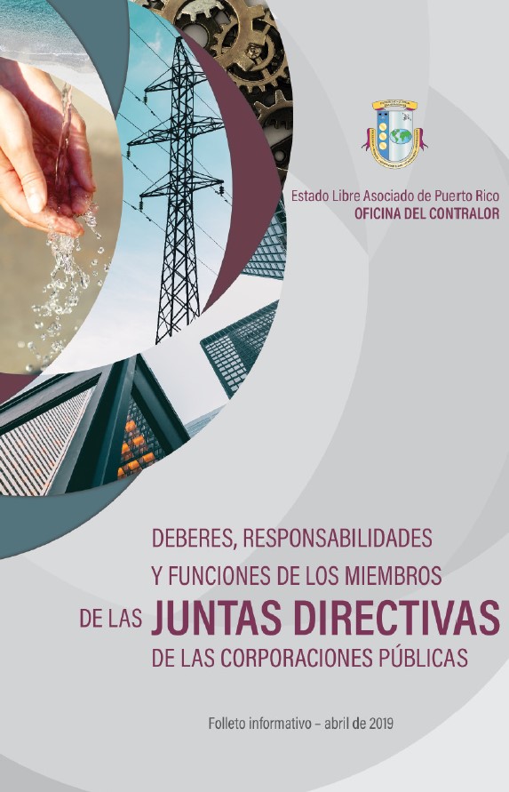 Portada de folleto, Deberes, responsabilidades y funciones de los miembros de las juntas directivas de las corporaciones públicas