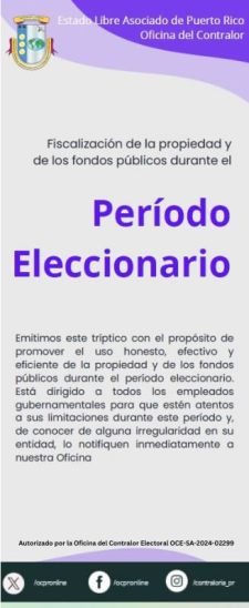 (Folleto) Fiscalización de la propiedad y de los fondos públicos durante el período eleccionario