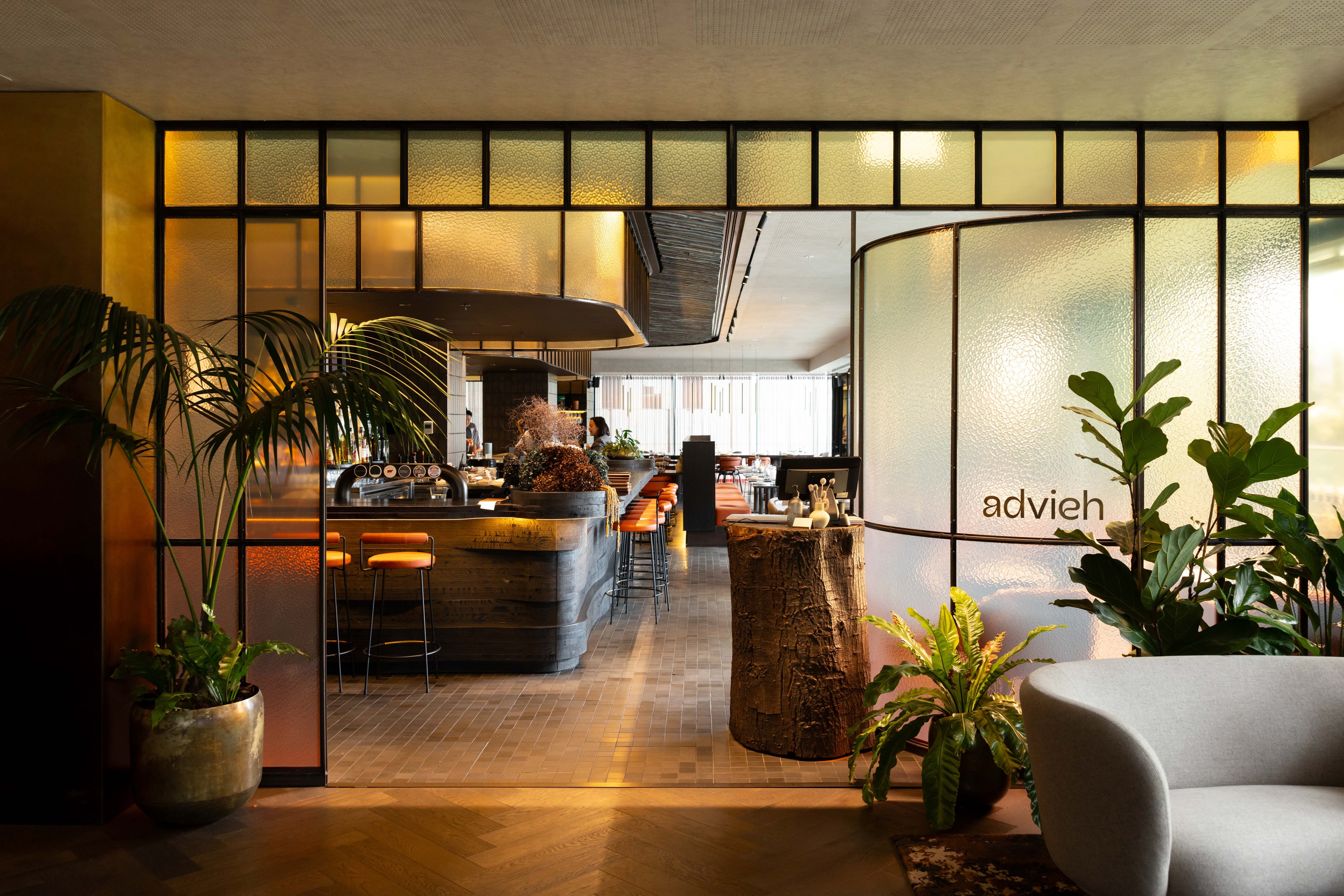 GreenAir hospitality plant installation at Advieh restaurant Auckland showcasing restaurant biophilic interior design