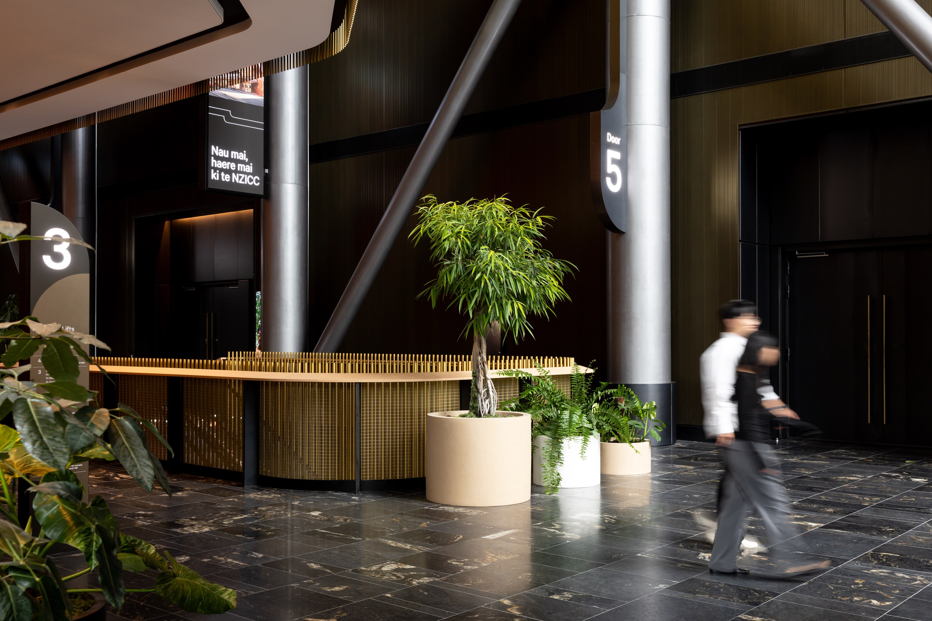 Statement plant installation by GreenAir at NZICC Auckland VIP lounge area with large-scale botanical features creating living landmarks