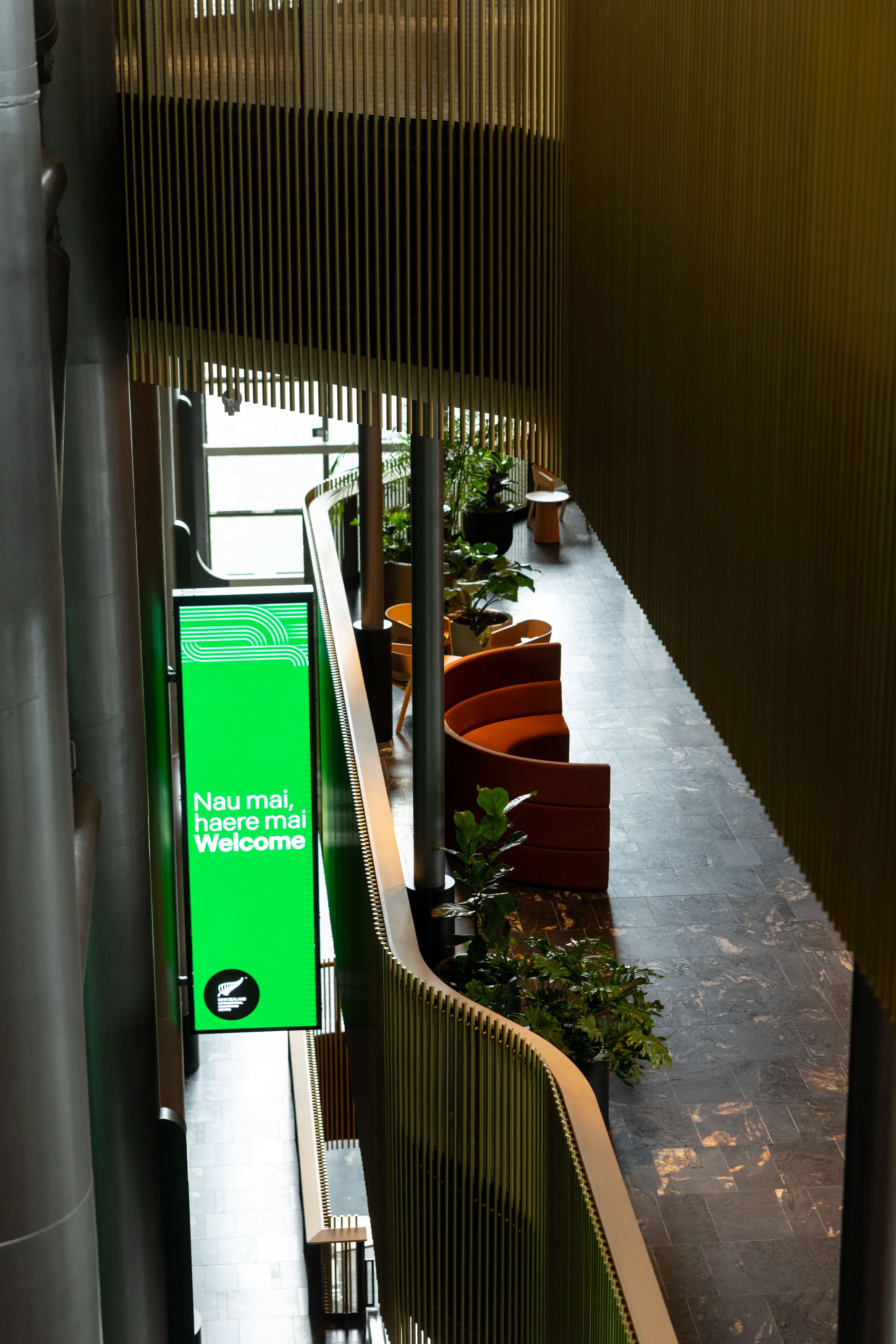 GreenAir commercial plant installation at NZICC Auckland with diverse tropical species enhancing the modern convention centre environment