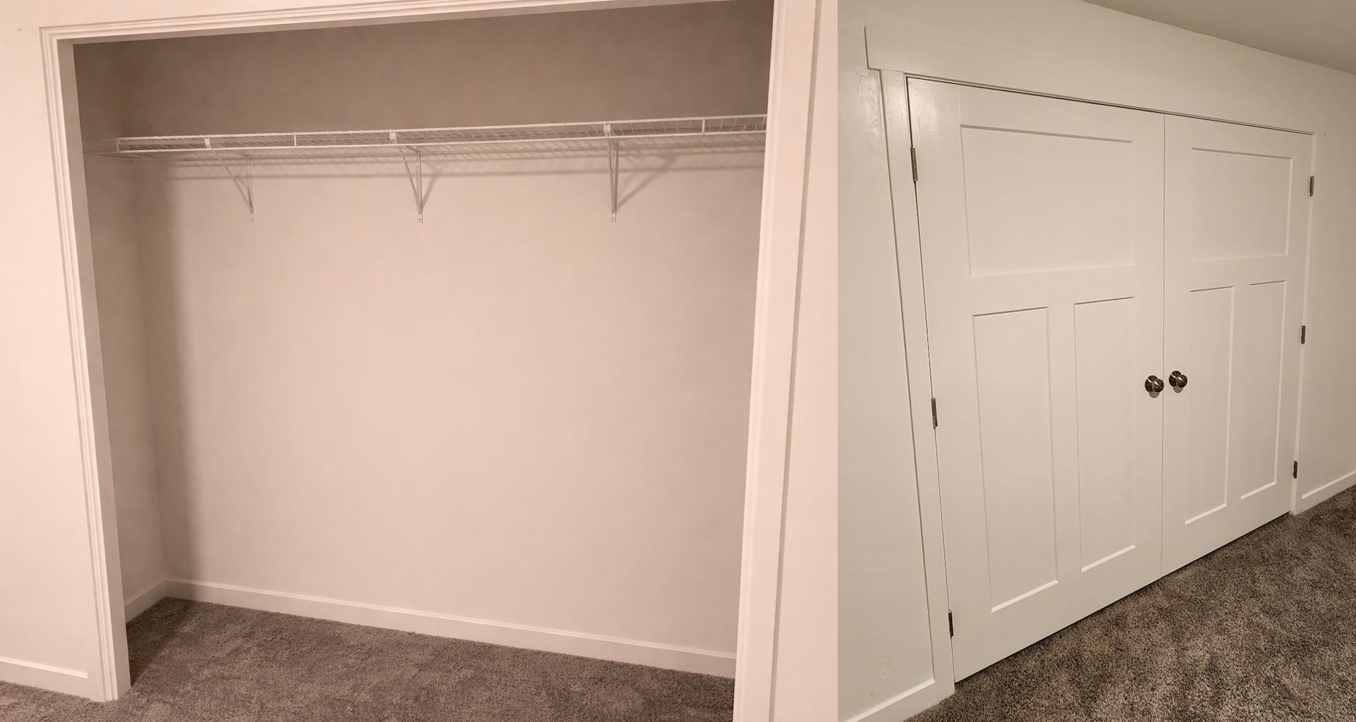 Side-by-side comparison of the same bathroom before and after renovation, showing new flooring, a cleaned bathtub, a new toilet, and a fresh coat of paint.