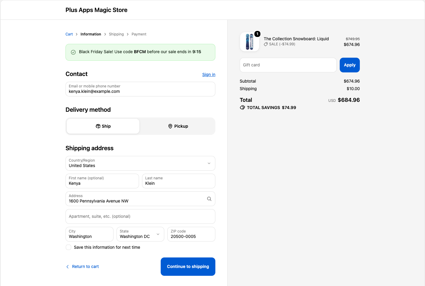 Live checkout with countdown timer in Custom Banner