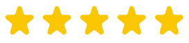 Five gold stars in a horizontal row representing a 5-star rating.