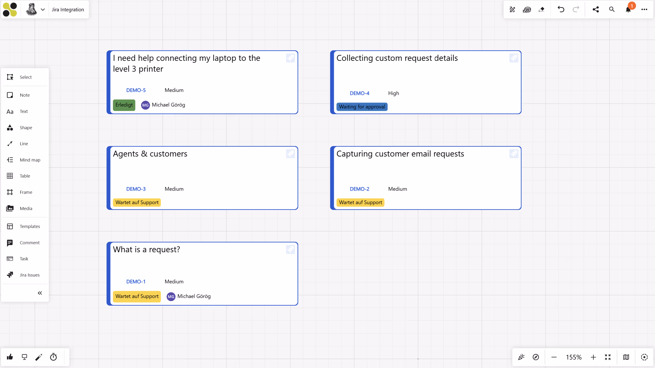 Collaboard Jira Issues on the Whiteboard