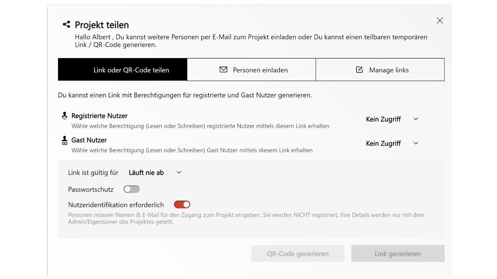 Collaboard Personen Einladen