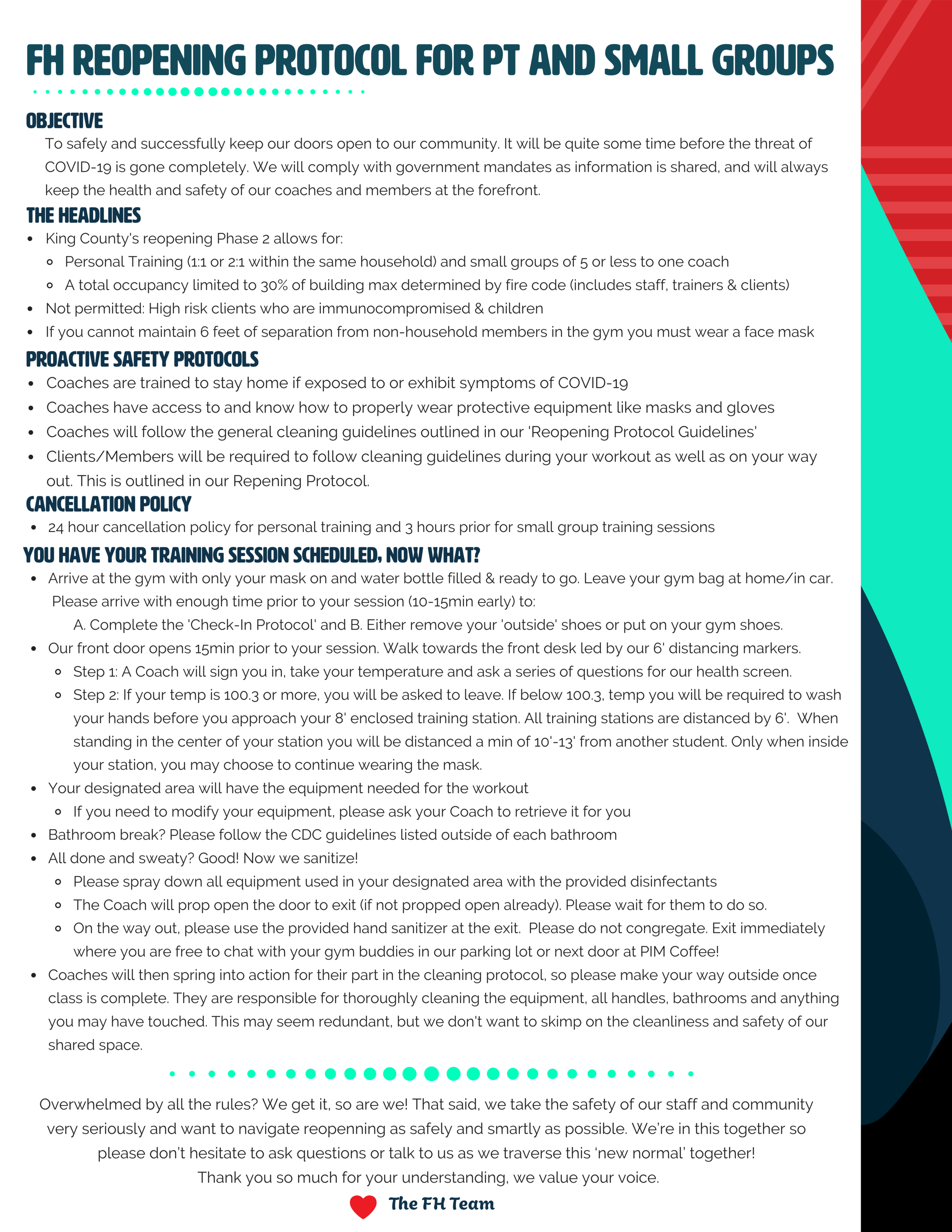 What you need to know before arriving for your training session!