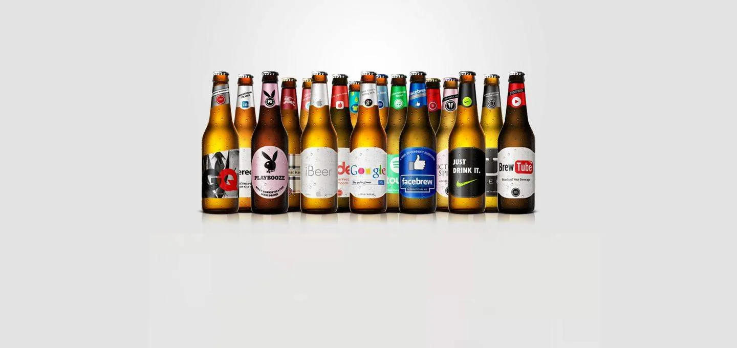 Famous brands turned into beer bottles
