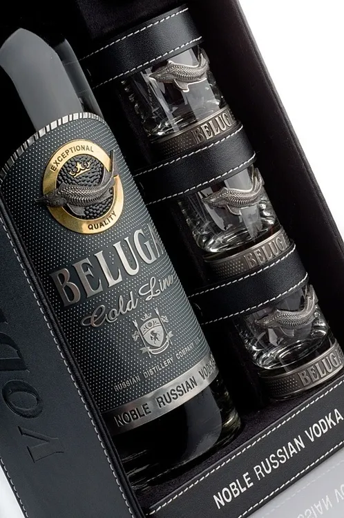 Beluga Vodka, 25 Amazing Bottle Packaging Design examples, packaging design, packaging design inspiration, design inspiration, cool bottles, vodka bottles, spirits bottles, gin bottle design, vodka bottle design, best bottle designs, product design, graphic design, t shirt printing UK, screen printing UK, screen printing onto bottles, how to create a cool bottle label, Printsome blog, russian bottle designs
