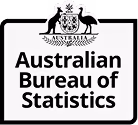 Australian Bureau of Statistics logo featuring a stylized kangaroo and emu supporting a shield with a seven-pointed star.