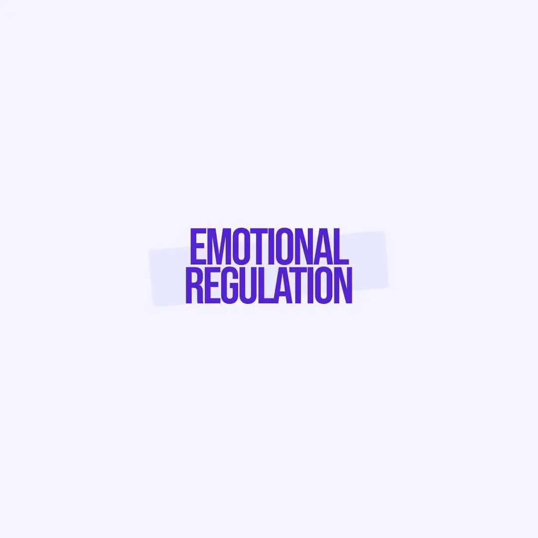 Text saying 'EMOTIONAL REGULATION' in bold purple letters on a light background.