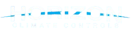Horizon Climate Controls company logo with blue arc over the text on a black background.