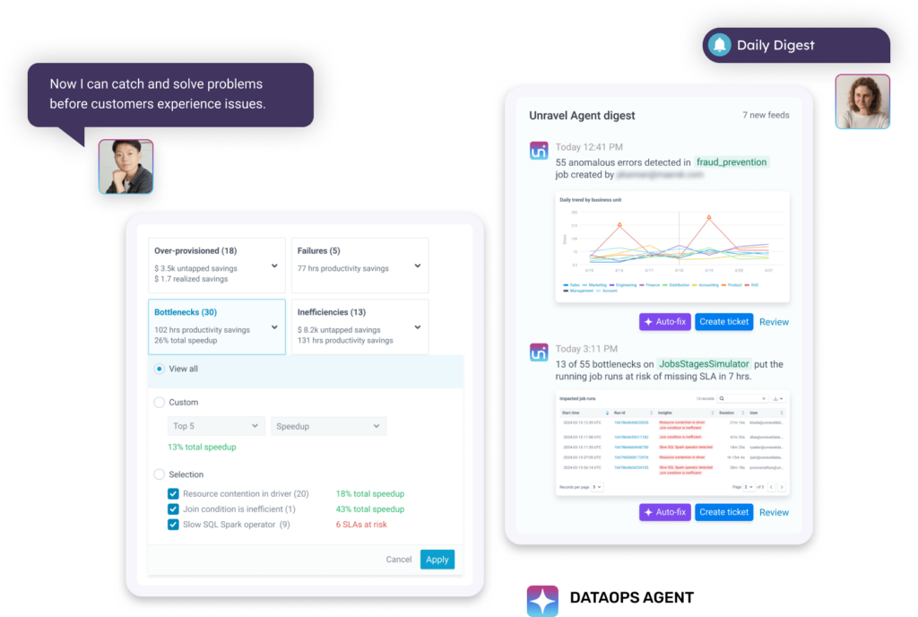 Unravel Databricks AI agent feature screenshot