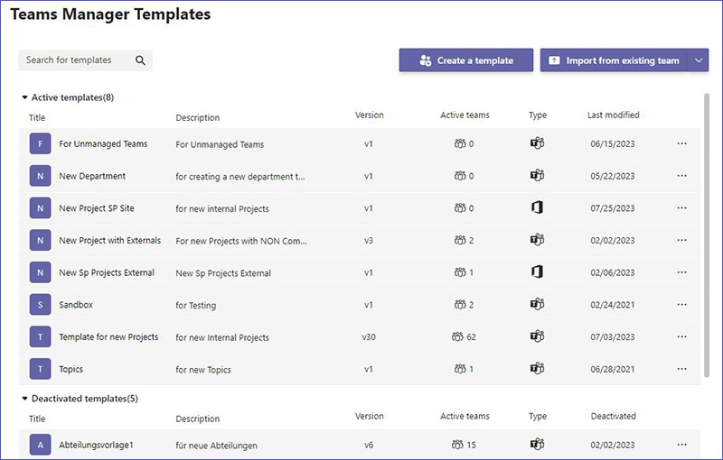 Microsoft Teams: standardized project templates