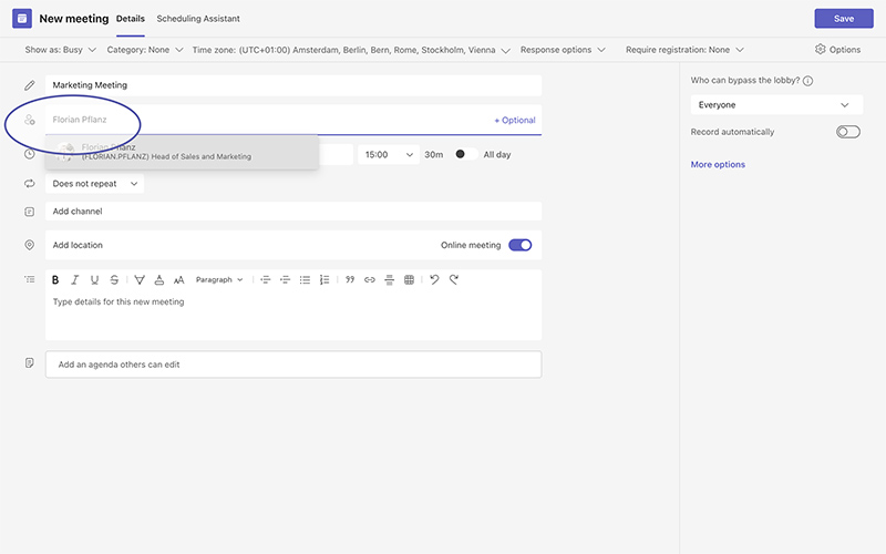 Microsoft Teams Add Required Attendees