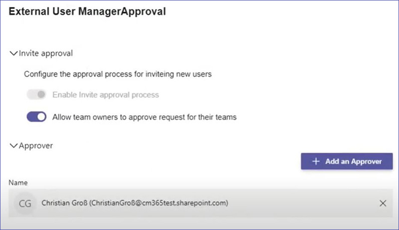 External User Manager: Genehmiger hinzufügen