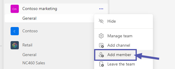 Microsoft Teams: add member or guest