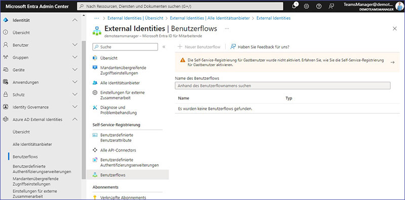 Benutzerflows f&uuml;r External Identities