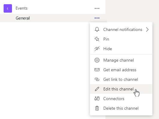 Teams Kanal bearbeiten, um Emoji hinzuzufügen