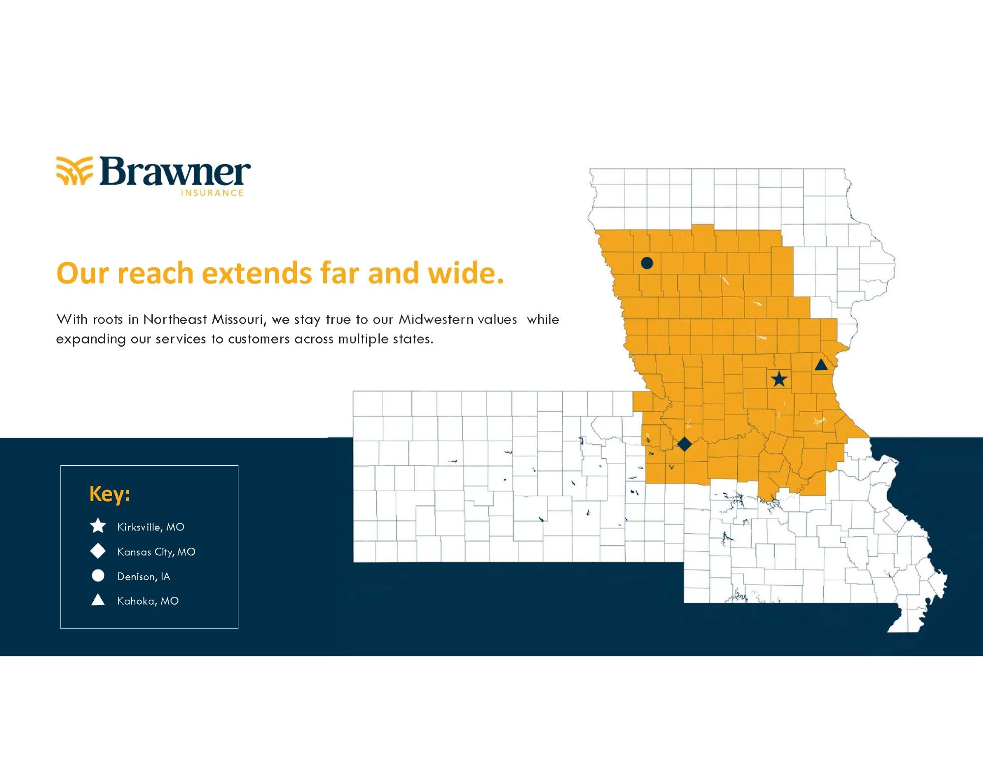 Brawner Insurance service area map