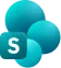 Microsoft SharePoint logo with stylized overlapping shapes and an 'S'.