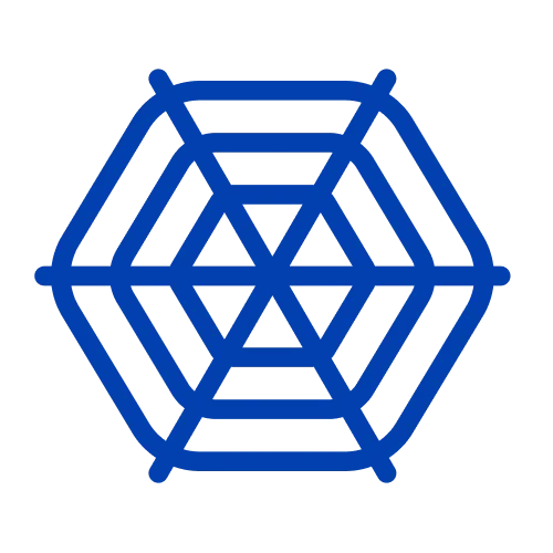 White Wi-Fi signal icon on a blue circular background.